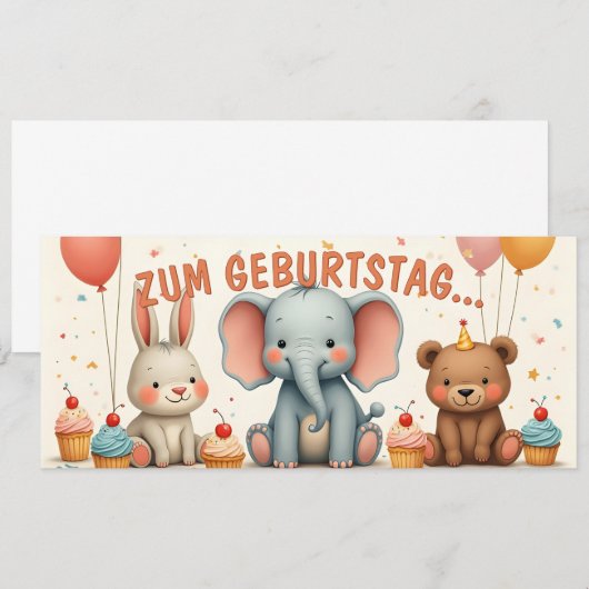 Geburtstagsfreude mit tierischen Freunden (Vorne/Hinten)