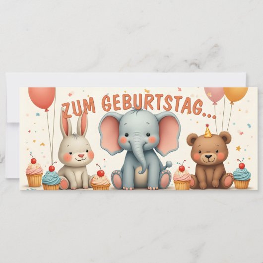 Geburtstagsfreude mit tierischen Freunden (Vorderseite)
