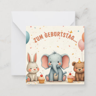 Geburtstagsfreude mit tierischen Freunden Mitteilungskarte
