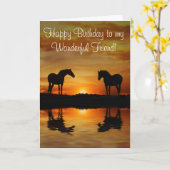 Geburtstagsfreund mit Pferden und Wasser Karte (Gelbe Blume)