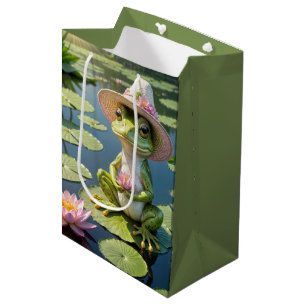 Geburtstagsfrosch auf Seerosenblatt Mittlere Geschenktüte