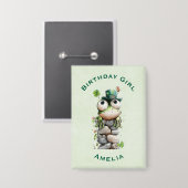 Geburtstagsfrosch mit grüner Mütze Süß Button (Vorderseite/Rückseite)