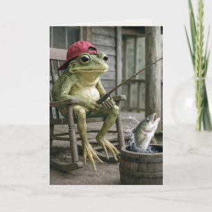 Geburtstagsfroschfischen in einem Whiskyfass Karte