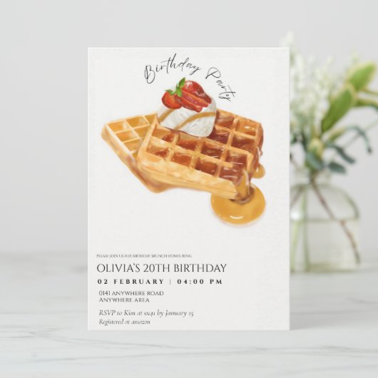 Geburtstagsfrühstück, Geburtstagsbrunch Einladung (Stehend Vorderseite)