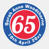 Geburtstagsgedenken mit Name, Alter und Datum Runder Aufkleber (Vorderseite)