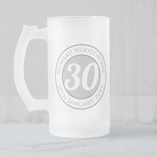 Geburtstagsgedenken mit Namen, Alter und Datum Mattglas Bierglas