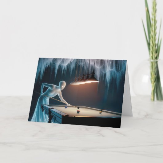 Geburtstagsgeister spielen Pool Karte (Vorderseite)