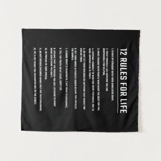 Geburtstagsgeschenk 12 Lebensregeln Wandteppich (Vorderseite (Horizontal))