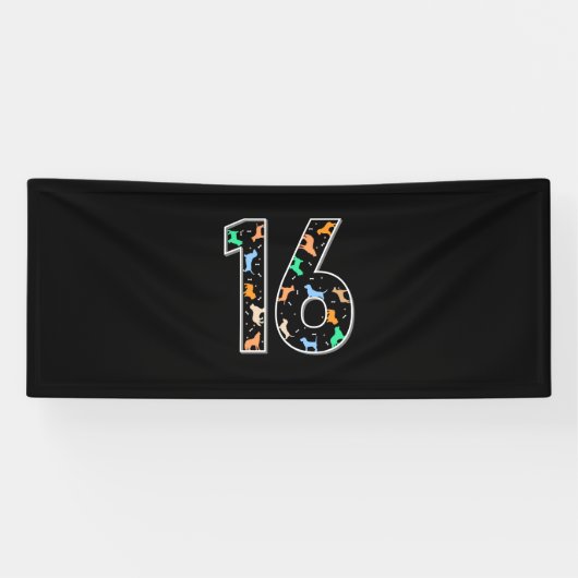 Geburtstagsgeschenk | 16. Geburtstag mit Hund Banner (Horizontal)