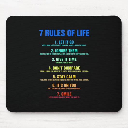 Geburtstagsgeschenk 7 Lebensregeln Mousepad (Vorne)