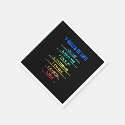Geburtstagsgeschenk 7 Lebensregeln Serviette (Ecke)