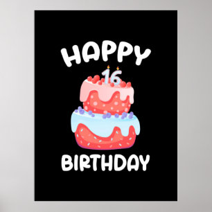 Geburtstagsgeschenk Alles Gute zum 16. Geburtsta Poster