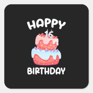 Geburtstagsgeschenk Alles Gute zum 16. Geburtsta Quadratischer Aufkleber