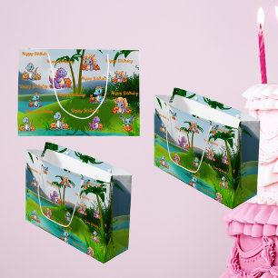 Geburtstagsgeschenk Beutel Spooky Baby Dino Thema Große Geschenktüte