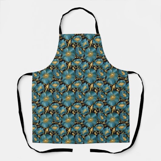 Geburtstagsgeschenk | Blau und Gold Schürze (Vorderseite)