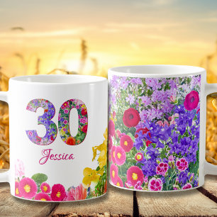 Geburtstagsgeschenk - Blumennummer 30 Jahre Kaffeetasse