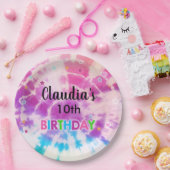 Geburtstagsgeschenk des tiedye Mädchens, personali Pappteller (Party)