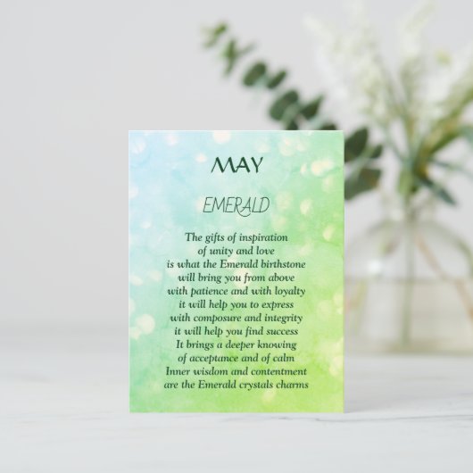Geburtstagsgeschenk Emerald Postkarte (Stehend Vorderseite)