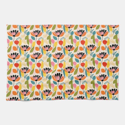 Geburtstagsgeschenk | Farbige Blume nahtlos Geschirrtuch (Horizontal)