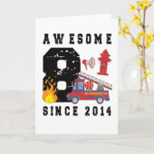 Geburtstagsgeschenk Feuerwehrmännchen Geboren 2014 Karte (Gelbe Blume)