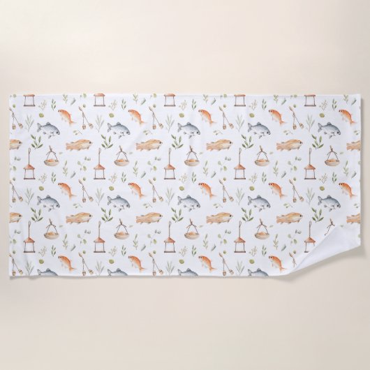 Geburtstagsgeschenk | Fischen mit mir Strandtuch (Vorderseite)