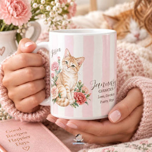 Geburtstagsgeschenk für Brautjungfer mit Nelke und Kaffeetasse