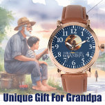 Geburtstagsgeschenk für Grandpa-Foto Armbanduhr<br><div class="desc">Adult Fishing Geburtstagsparty Design. Aquarellbild mit hellen Farben. Klicken Sie auf die Schaltfläche "Weitere Anpassung", wenn Sie den Stil und die Position des Textes neu ordnen und formatieren möchten. Das passende Produkt finden Sie in der Fishing Birthday Collection. Hinweis: Fotos sind KI erstellt, tauschen Sie bitte mit Ihren Fotos aus....</div>