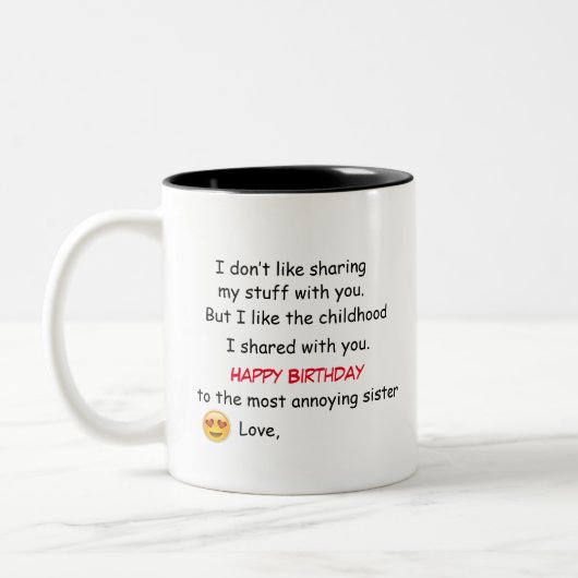 Geburtstagsgeschenk für Schwester - Tasse (Links)