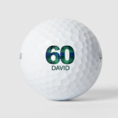 Geburtstagsgeschenk - Green Blue Kariert 60 Golfball (Vorderseite)