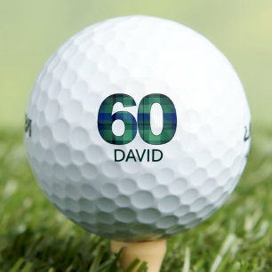 Geburtstagsgeschenk - Green Blue Kariert 60 Golfball