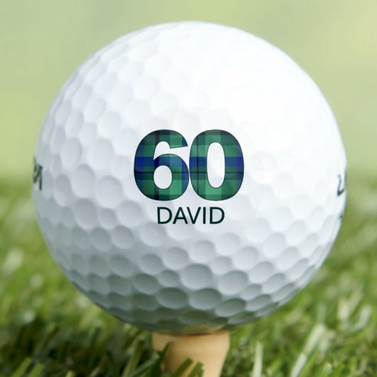 Geburtstagsgeschenk - Green Blue Kariert 60 Golfball