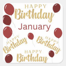 Geburtstagsgeschenk im Januar Quadratischer Aufkleber