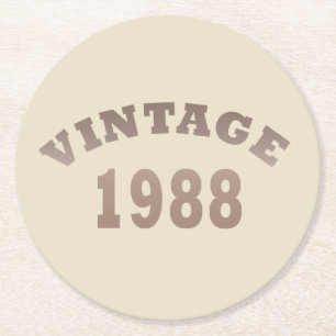 Geburtstagsgeschenk im Stil von 1988 Runder Pappuntersetzer