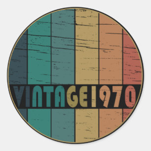 Geburtstagsgeschenk im Vintage-Stil zum 1970 Gebor Runder Aufkleber