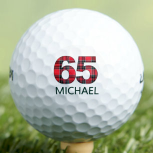 Geburtstagsgeschenk - Klasse 65 Jahre Rot Kariert Golfball