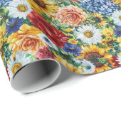 Geburtstagsgeschenk | Lebhafte Blumenarrangements Geschenkpapier (Rolleneckpunkt)