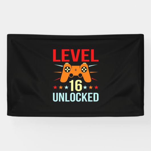 Geburtstagsgeschenk | Level 16 Unlock Gamer Banner (Horizontal)