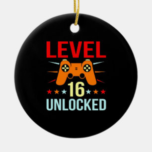 Geburtstagsgeschenk Level 16 Unlock Gamer Keramik Ornament