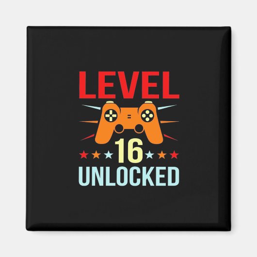 Geburtstagsgeschenk | Level 16 Unlock Gamer Magnet (Vorne)