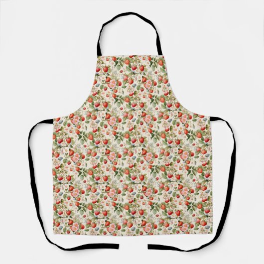 Geburtstagsgeschenk | Meerlose Erdbeere und Blume Schürze (Vorderseite)