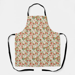 Geburtstagsgeschenk   Nahtlose Erdbeere und Blume Schürze