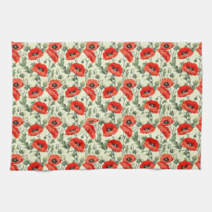Geburtstagsgeschenk   Nahtlose Rote Mohnblume Geschirrtuch