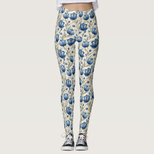 Geburtstagsgeschenk Nahtloses blaues Floral Leggings