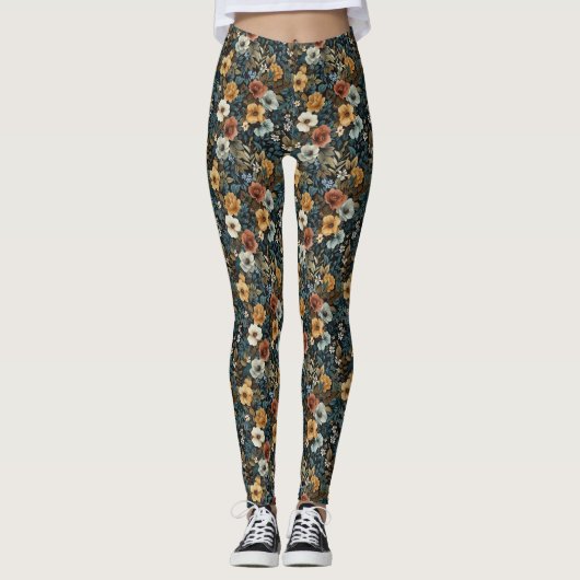 Geburtstagsgeschenk | Nahtloses Blumenmuster Leggings (Vorderseite)