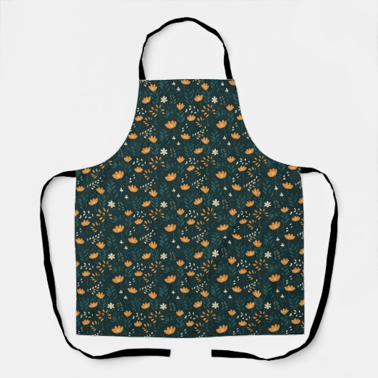 Geburtstagsgeschenk | Orange Floral Schürze (Vorderseite)