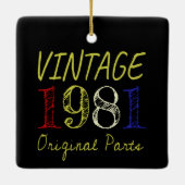 Geburtstagsgeschenk Retro Vintag 1981 Keramikornament (Rückseite)