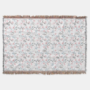 Geburtstagsgeschenk Rosa, Blaue und Graue Blumen Decke