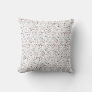 Geburtstagsgeschenk Rosa, Blaue und Graue Blumen Kissen