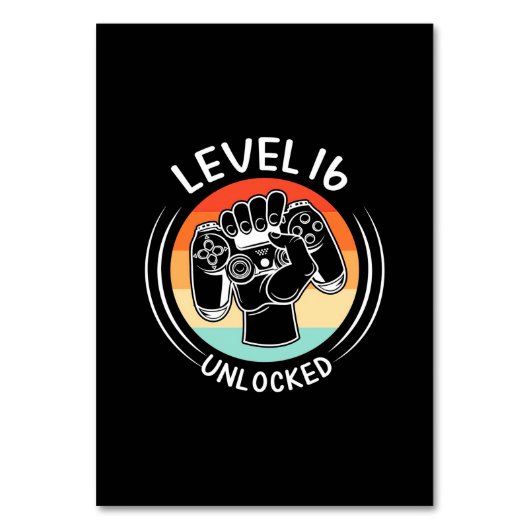 Geburtstagsgeschenk | Stufe 16 Geburtstag unversch Tischnummer (Vorderseite)