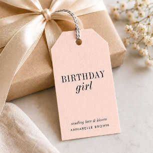 Geburtstagsgeschenk-Tags für Mädchen Blush-Pink- Geschenkanhänger